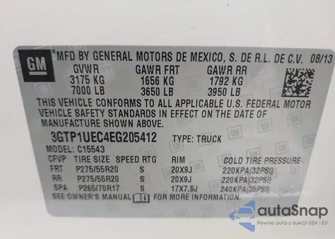 2014 GMC Sierra 1500 Sle из США, поврежденный, VIN 3GTP1UEC4EG205412